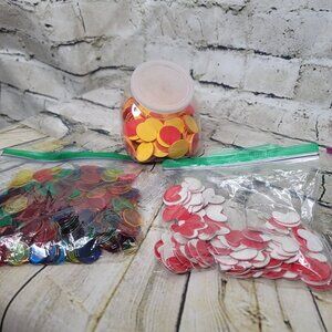 1 LB Lot of Transparent Counters Red Hearts Chips Bingo Math Assorted Colors